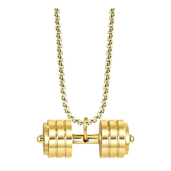 EHJRE Dumbbell Pendant for Men Decor Sport Creative Necklace for Holiday Party Men Gold