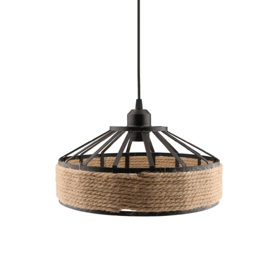 EHJRE E27 Base Pendant Light, Manila Rope Twined Pendant Lampshade Iron Wire Ceiling Chandelier Hanging for Restaurant Living Room
