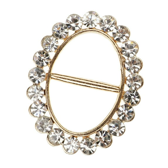EHJRE Elegant Women Ladies Rhinestone Crystal Scarf Buckle Clip Slide Holder Gold