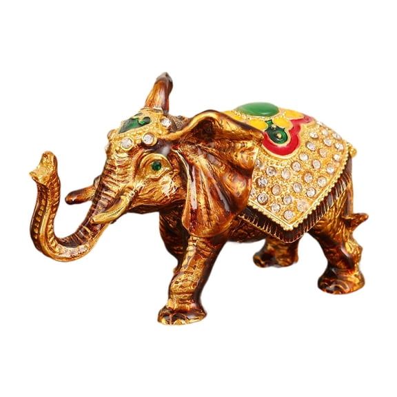EHJRE Elephant Trinket Box Hinged Jewelry Organizer Multipurpose Tabletop Ornament Orange