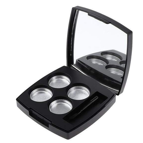 EHJRE Empty 4 Slots Eyeshadow Lipstick Powder Box Case Cosmetic Packing Palette With Makeup Mirror And Brush, Square 6.9 X 6.9 X 1.6cm