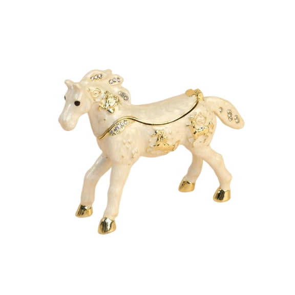 EHJRE Enameled Jewelry Box Decoration Crafting Sculpture Rings Trinket Storage Box White