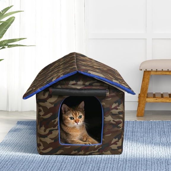 EHJRE Enclosed Outdoor Pet House Kennel with Detachable Roof Weatherproof Rainproof Sleeping Bed Nest Waterproof for Dog Kitten Rabbit Stray Cats , Red S