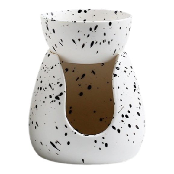 EHJRE Essential Oil Burner Ceramic Oil for Office Party Table Centerpiece Black Dots
