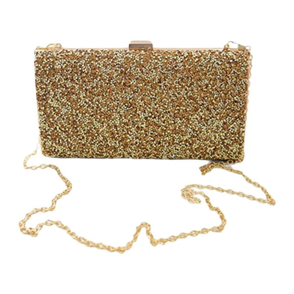EHJRE Evening Bag Lady with Rhinestones Pouch Versatile Handbag Chic Shoulder Chain Gold