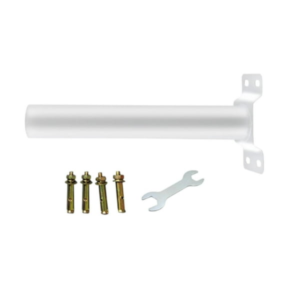 EHJRE Extension Mounting Arm Solar Street Light Lamp,Pole Mounting Bracket Street Light Fixture Bracket for Exterior,Outside,Garden White Straight