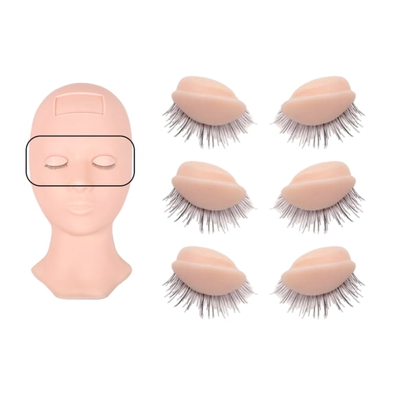 EHJRE False es Extension Practice Head Lashes Silicone Exercise for Makeup Training, Graft - 3 Pairs Eyelids