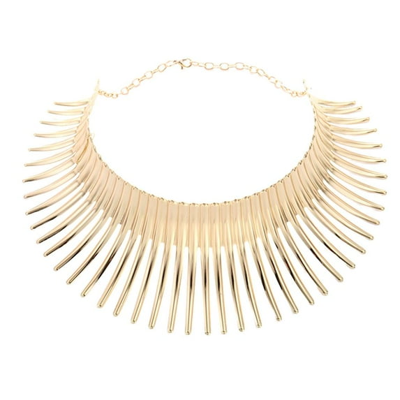 EHJRE Fashion Chunky Statement Bib Necklace Metal Tassel Choker Collar Necklace Golden