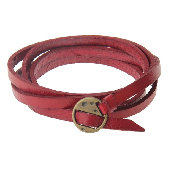 EHJRE Fashion Multilayer Bracelet Leather Bangle Wristband Vintage Jewellery Red