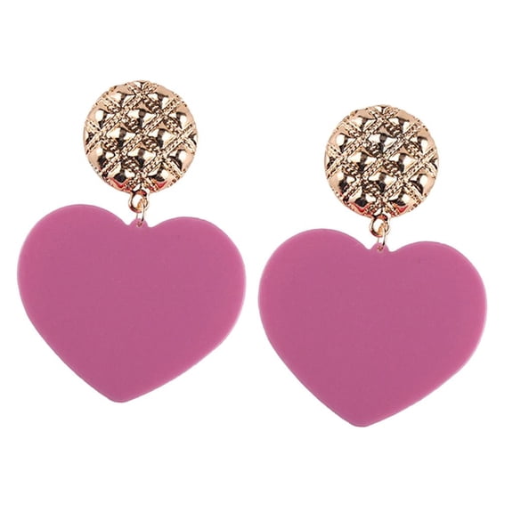 EHJRE Fashion Simple Generous Heart Shape Resin Earrings Dangle Earrings Burgundy