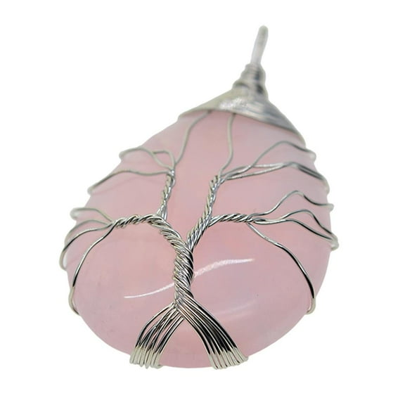 EHJRE Fashion Tree of Life Copper ped Teardrop Natural Gemstones Necklace 5