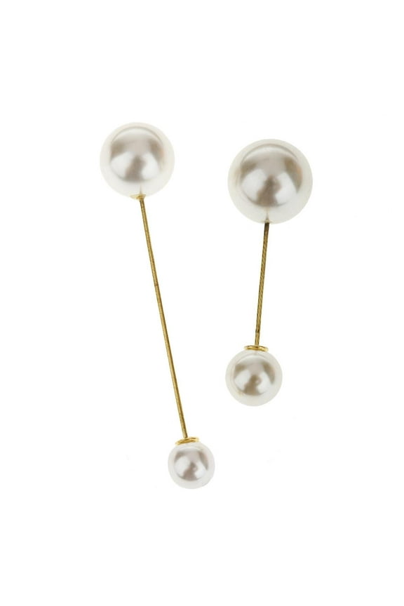 Fashion White Faux Pearl Double Cuff Brooch Pin Corsage Women Men Accessory