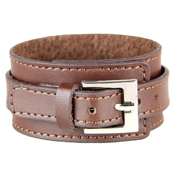 EHJRE Fashion Wide Cow Leather Wristband Cuff Bracelet Bangle Women Jewelry Brown