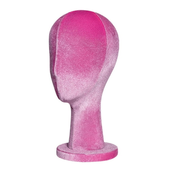 EHJRE Female Head Mannquin Hat Display Mannequin Head Professional Display Styling Velvet Head Dress Form for Halloween Hat Headset Rose Red