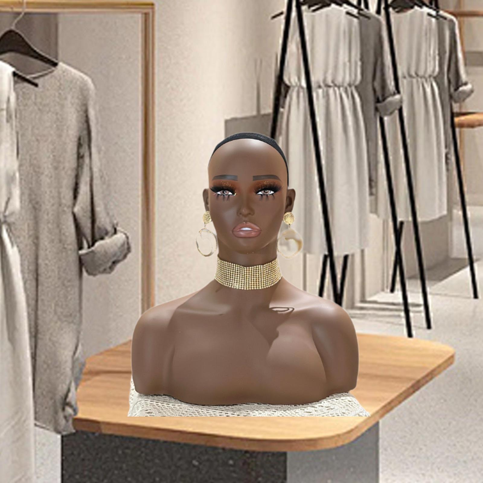 EHJRE Female Mannequin Head Display Manikin Head with Makeup PVC ...