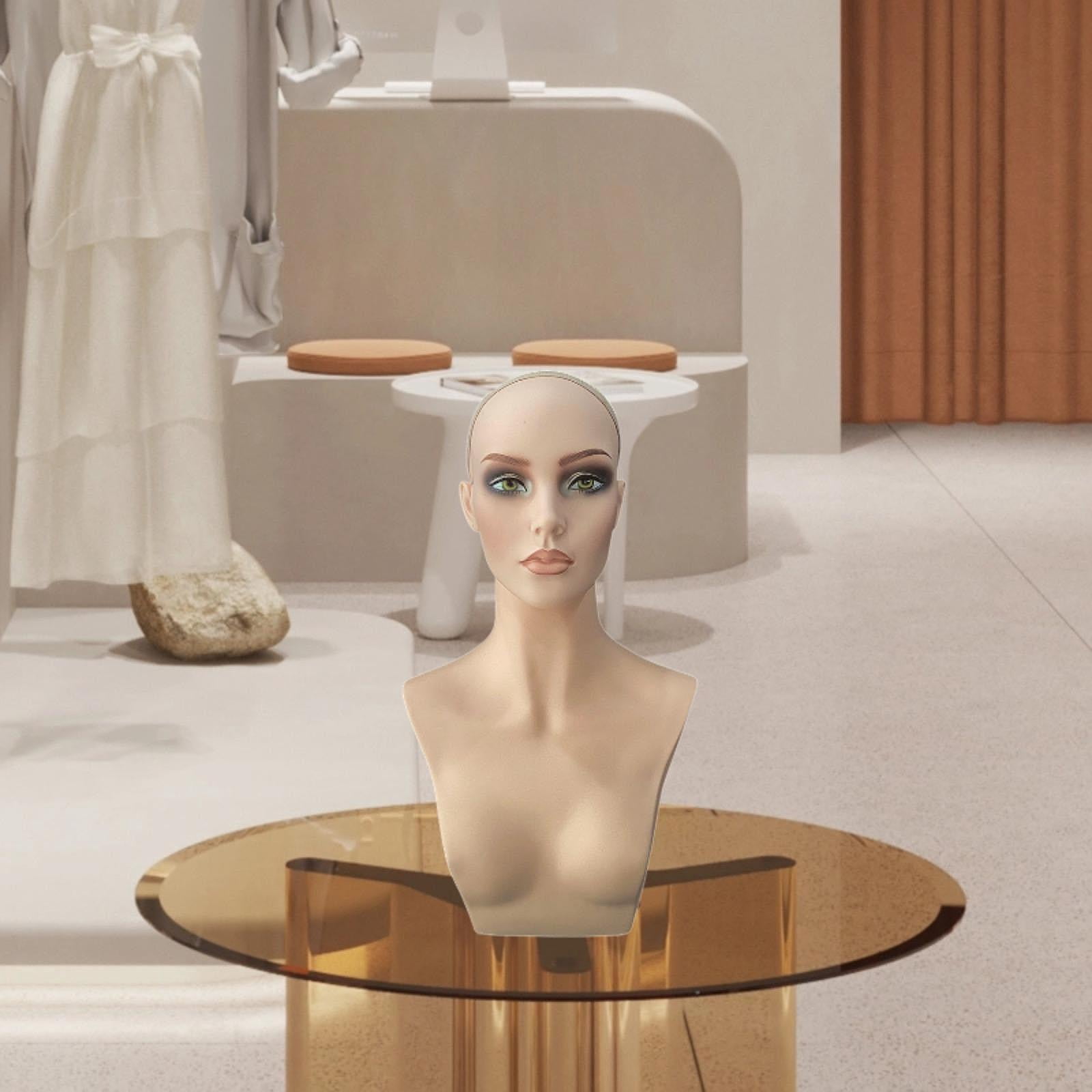 EHJRE Female Mannequin Head Head Professional Holder Showing Stand for Beauty Accessories Hat Necklace Showcase Display