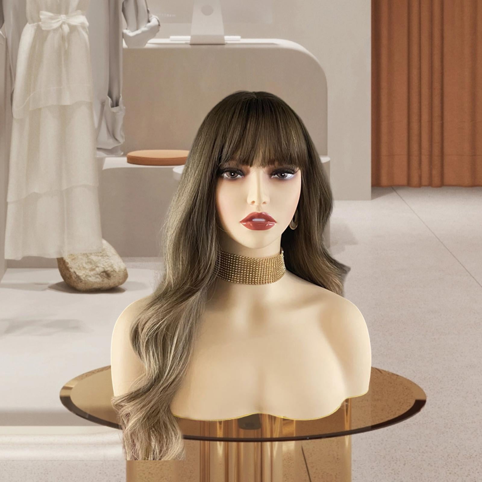 EHJRE Female Mannequin Head Manikin Head Bust PVC with Makeup Showing Stand Holder for Earrings Home Salon Showcase Display