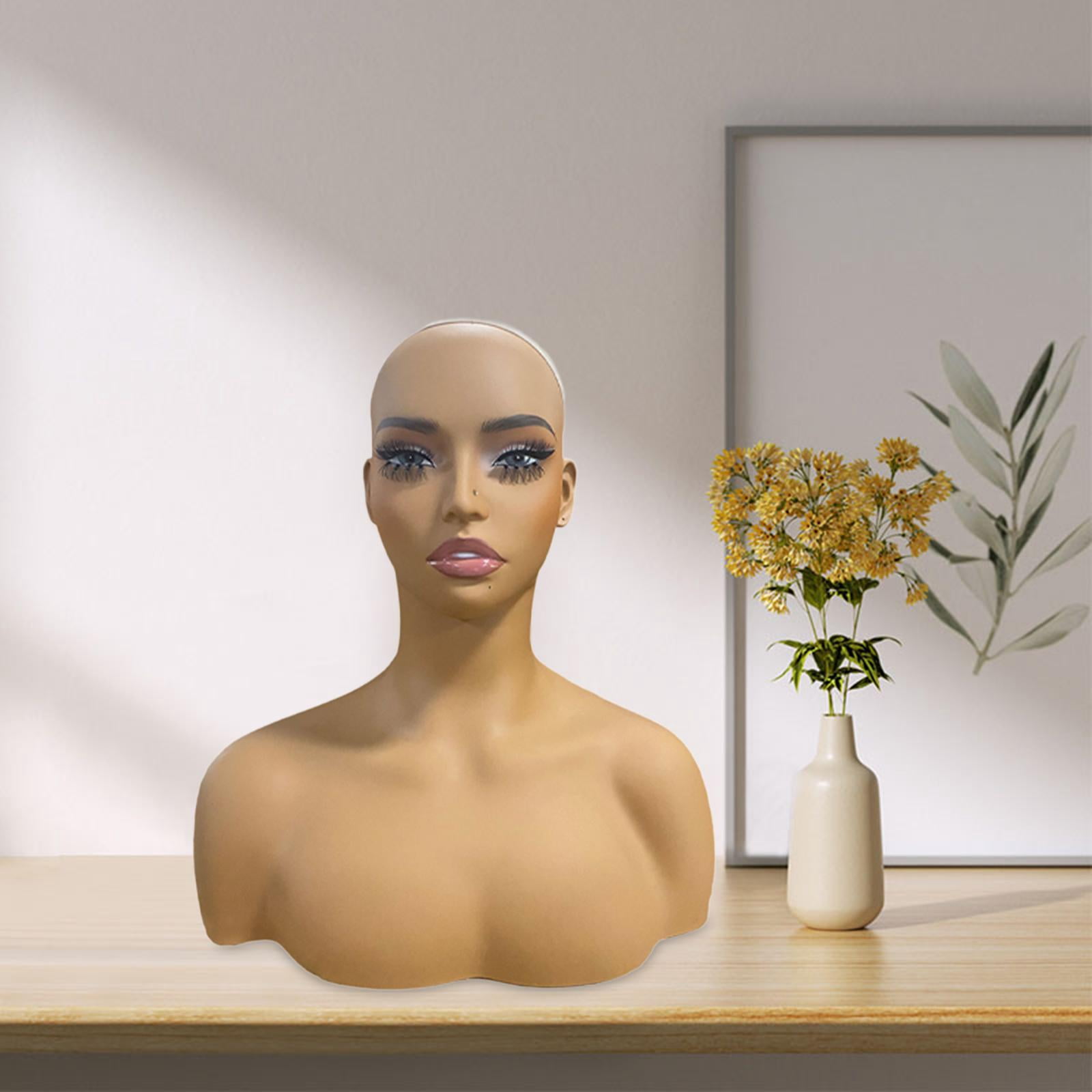 EHJRE Female Mannequin Head with Shoulders Hat Display Rack with Makeup Holder Display Model for Sunglasses Hairpieces Hats