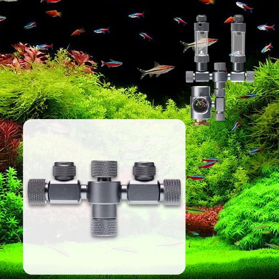 EHJRE Fish Tank CO2 Splitter Regulator Valve for Grass Tank Double Outlet 1 to 2 Professional for Bubble Counter 2 Way Needle Valve