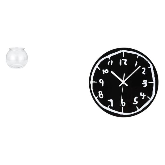 EHJRE Fish Tank Clear Desktop Aquarium Table Bowl Vase Transparent Small Container With Acrylic Wall Clock Silent Non Ticking Decorative Clock Suitable for Office Living Room Desk Gift Giving