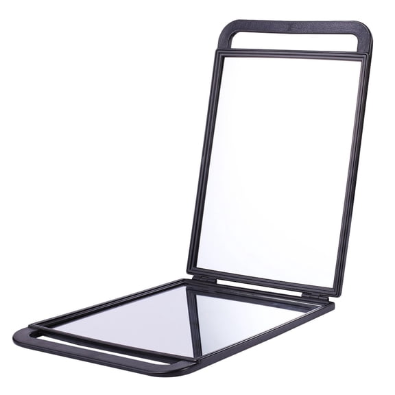EHJRE Foldable Double Sided Rectangle Hand-Held Mirror, the Glass is Molded Firmly Into the Plastic and Slightly Recessed to Avoid Scratching