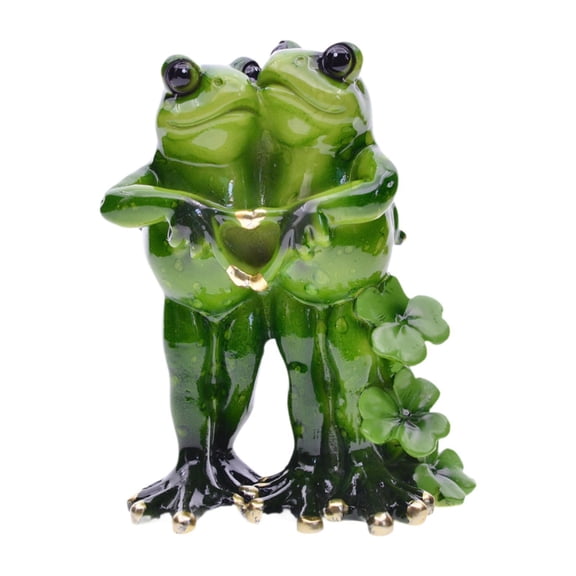 EHJRE Frog Statue Ornament Countertop Lovers Versatile Green Table Centerpiece Wedding Heart Shape on Chest