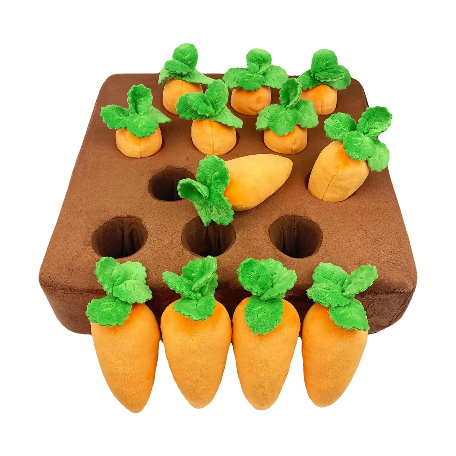 EHJRE Garden Carrot Plush Toy Vegetable Fruit Pet Interactive Puzzle Foraging Training Educational Toy Increase Dog Enrichment Toys , Multi, 36cmx36cm