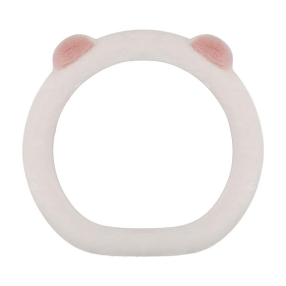 EHJRE Generic Car Steering Wheel Cover, Steering Wheel Protector Cover, Decorative Car D Shape White Pink