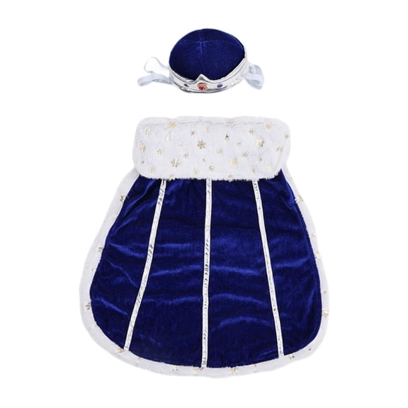 EHJRE Halloween Dog Costume Set King Queen Prince Princess Dog Apparel Adjustable Fastener Cape Elastic Ear Headpiece Polyester Material Suitable for Christ M