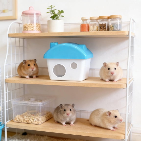 EHJRE Hamster House Minimalist Castle Small Animals Playground Hideouts Hut Nesting Habitat Lightweight Pp Suitable for Hamsters Mice Rats Small Pets Gift H Blue