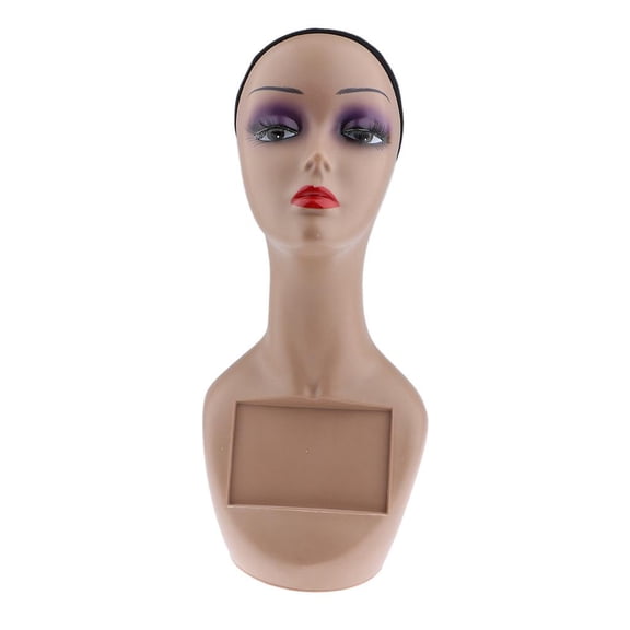 EHJRE Head Female Pro Cosmetology Wigs Hat Jewel Necklaces Display Model,Height: 48cm/19inch,Head Circumference: 52cm/20.5inch