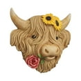 thumbnail image 1 of EHJRE Highland Cow Decor Collectible Highland Cow Head Statue for Farm Garden Home Yellow, 1 of 9