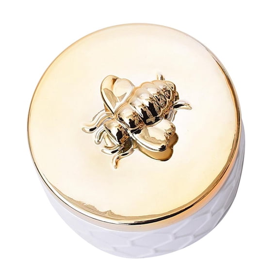 EHJRE Honeycomb Bees Lid Ceramics Jewelry Boxes Candy Necklace Earring Showcase