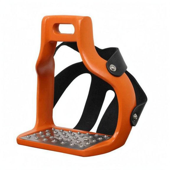 EHJRE Horse Stirrups Metal Footplate Stirrups Wide Base Riding Gear Orange