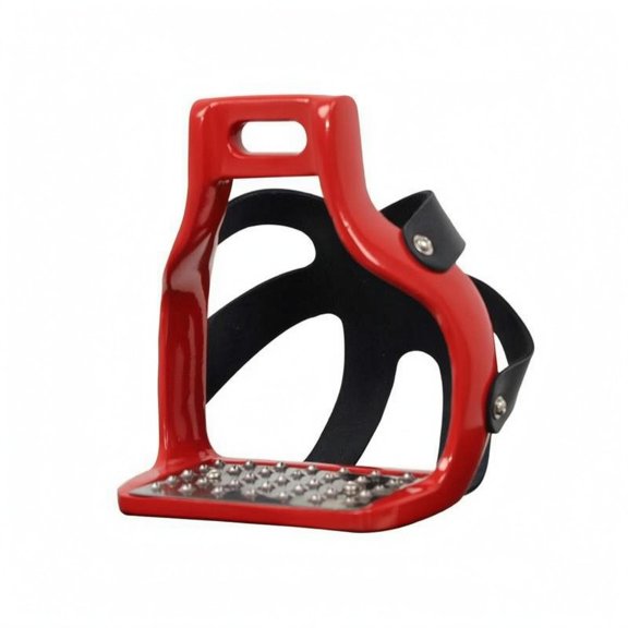 EHJRE Horse Stirrups Metal Footplate Stirrups Wide Base Riding Gear Red