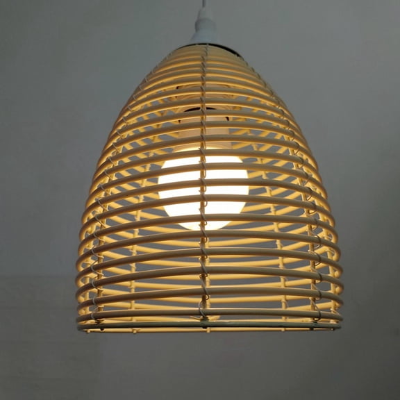EHJRE Imitation Rattan Lampshade Ceiling Light Cover E27 Replacement Pendant Light Shade for Kitchen Island Bedside Restaurant Cafe