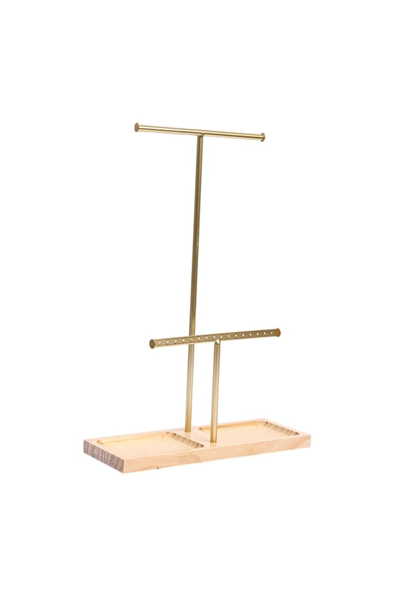 Jewelry Organizer Elegant 2 Tier Dresser Necklaces Earrings Holder with Tray Gold