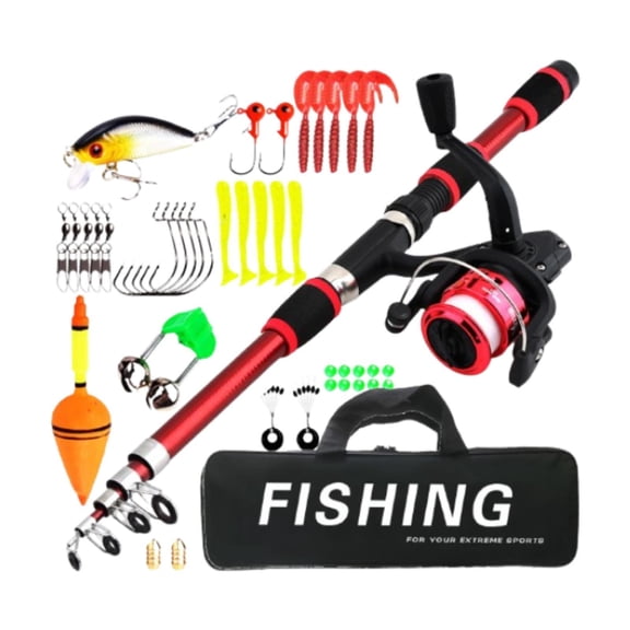 EHJRE Kids Fishing Pole Fishing Accessories Kids Fishing Kit for Birthday Gifts Parent Red
