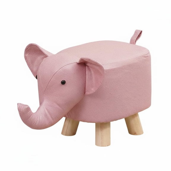 EHJRE Kids Ottoman Elephant Footstool Sturdy Solid Wood Legs for Strong Support for Toddlers Nursery and Family Room