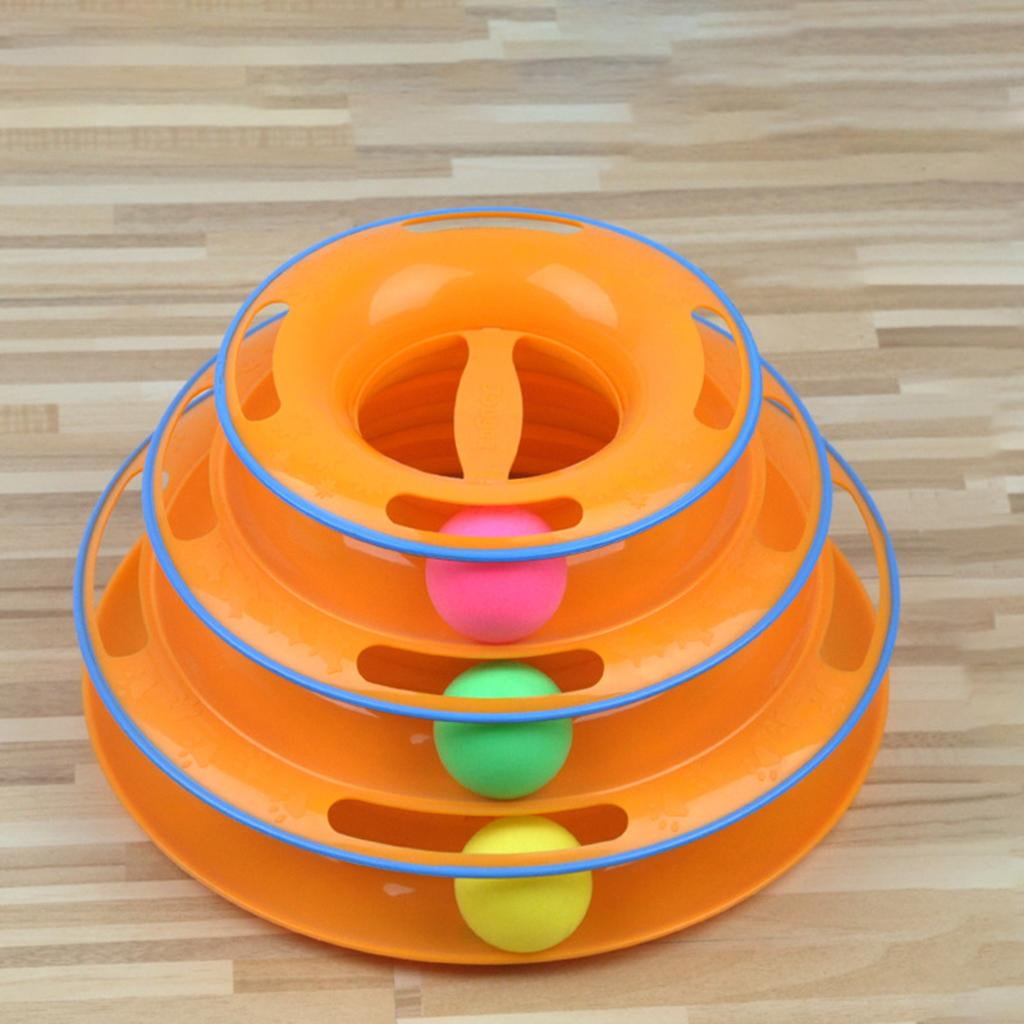 EHJRE Kitten Toy Track Ball 3 Level Turntable Funny Interactive Training Toys Amusement Exerciser Game Puzzle Toy for Indoor Cats Pet Supplies