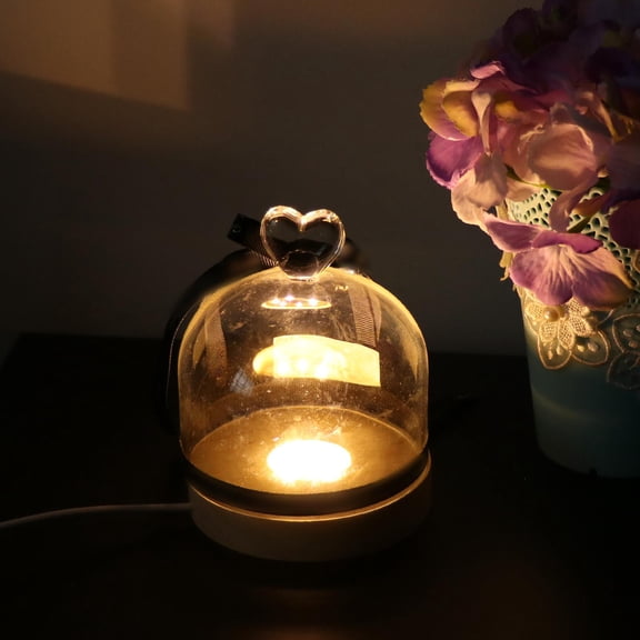 EHJRE LED Night Lamp Base, Wooden Lights Display Holder USB Powered Base Stand for 3D Jewelry Resin Material Art Vase Acrylic , C 10cm Warm Light, 100mm