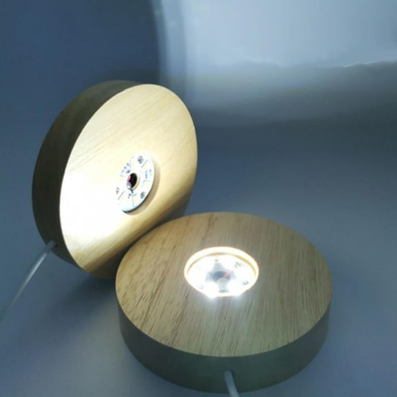EHJRE LED Night Lamp Base, Wooden Lights Display Holder USB Powered Base Stand for 3D Jewelry Resin Material Art Vase Acrylic , C 10cm White Light, 100mm 100mm1