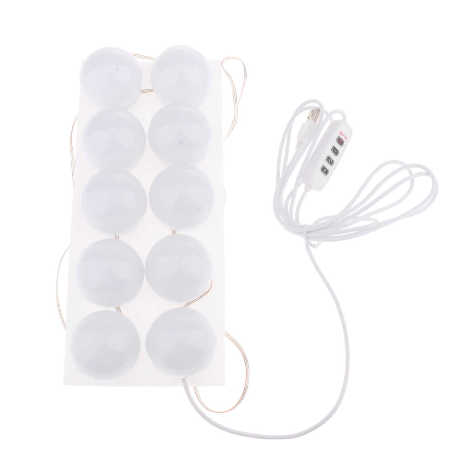 EHJRE LED Vanity Lights, Style LED Vanity Mirror Lights Makeup Dimmable Light Bulbs USB Power Supply Lighting Fixture Strip Bulbs 10 Bulbs