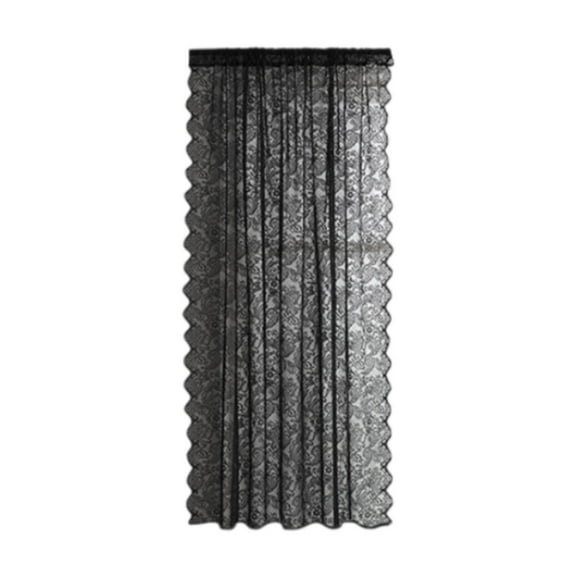 EHJRE Lace Curtain Decor Window Voile Drape for Bedroom Doorway Hotel Black 100x200