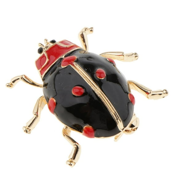 EHJRE Ladybug Brooch For Suit Hats Scarf Beatle Bug Brooch Pins Jewelry - Black