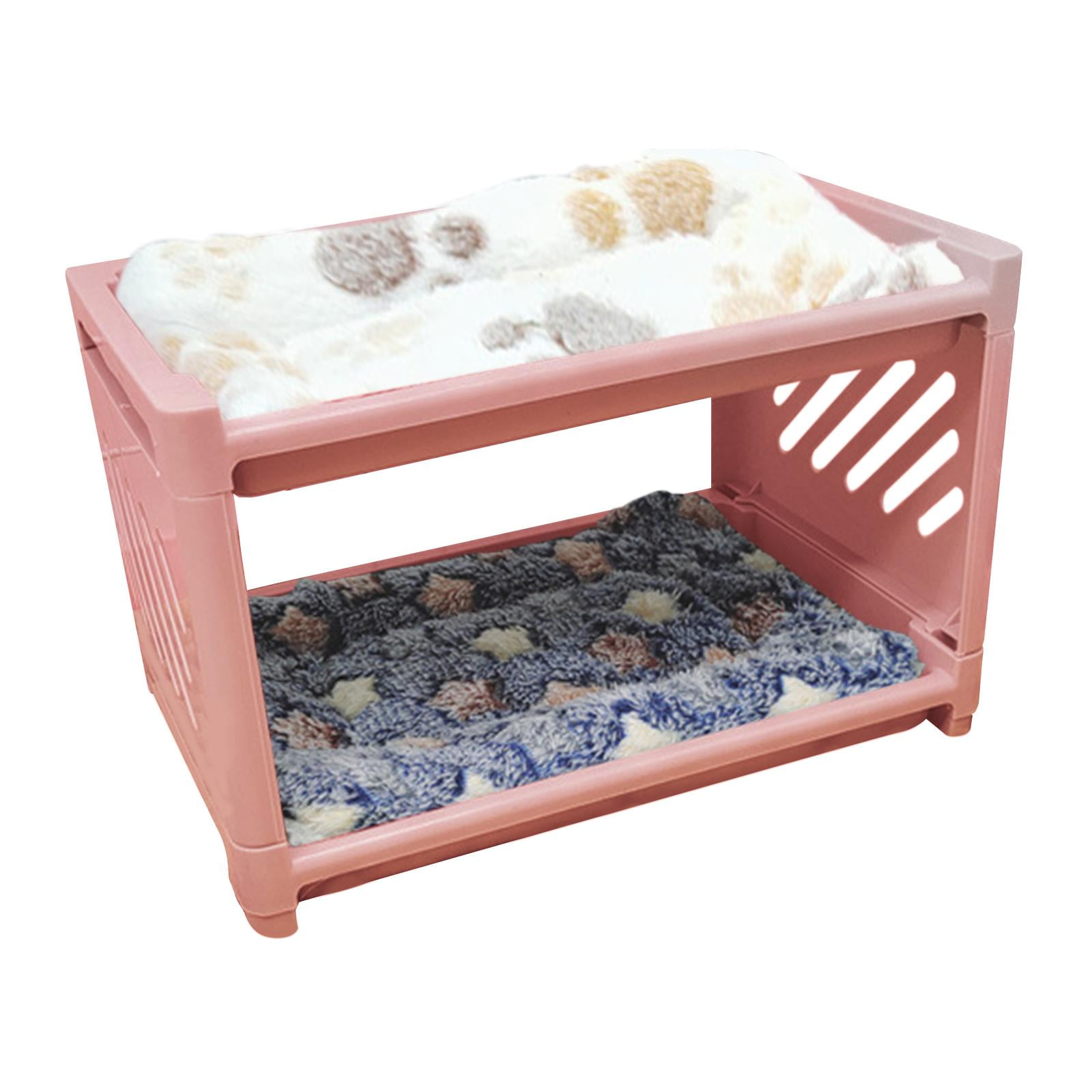 EHJRE Large Small Animal Bed House, with Mattress Play Hideaway Hut Warm Detachable Shelter Nest for Rabbit Cage Accessories Rat Chinchilla Bunny , Pink