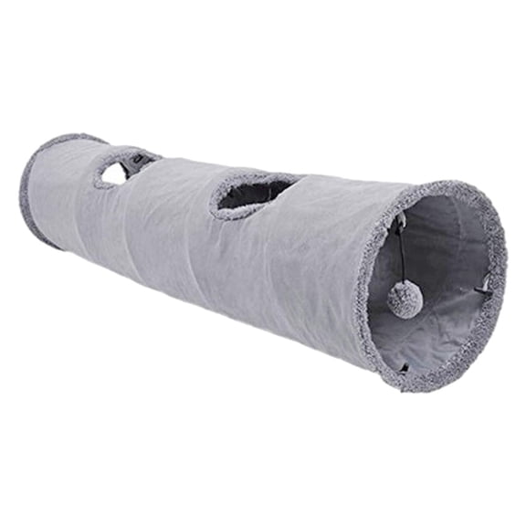 EHJRE Large Tunnel with Scratch Pads - Cat Toy Tube Doubles as Soft, Warm Bed, , Scratcher (for Kittens, Rabbits and Small Dogs) , L Cinza L 30x130cm