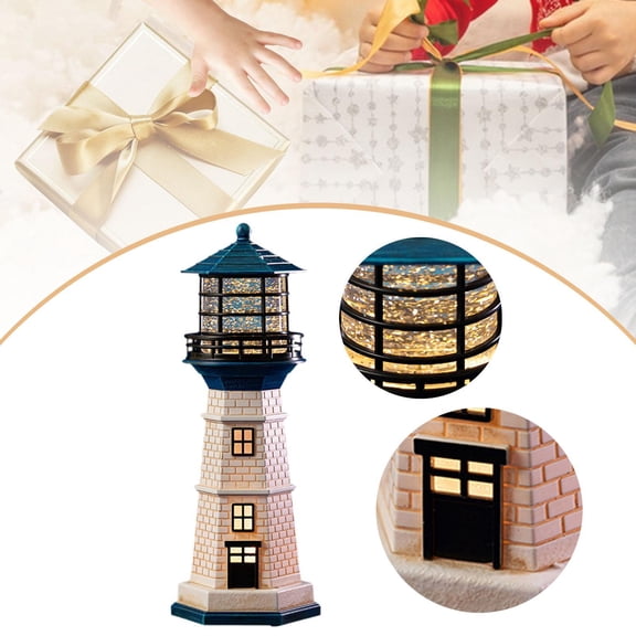 EHJRE Lighthouse Night Light Decorative Table Lamp for Bookshelf Dresser Tabletops
