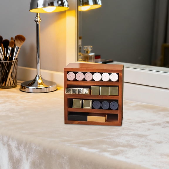 EHJRE Lipstick Holder, Lipstick Organizer, Rustic Display Case, Presentation Stand for Essential Oils, Storage Shelf for Bedroom And