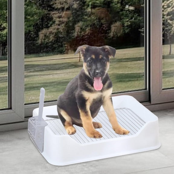 EHJRE Litter Tray for Small Dogs Indoor Dog Potty Tray Anti Splashing Potty Trainer White